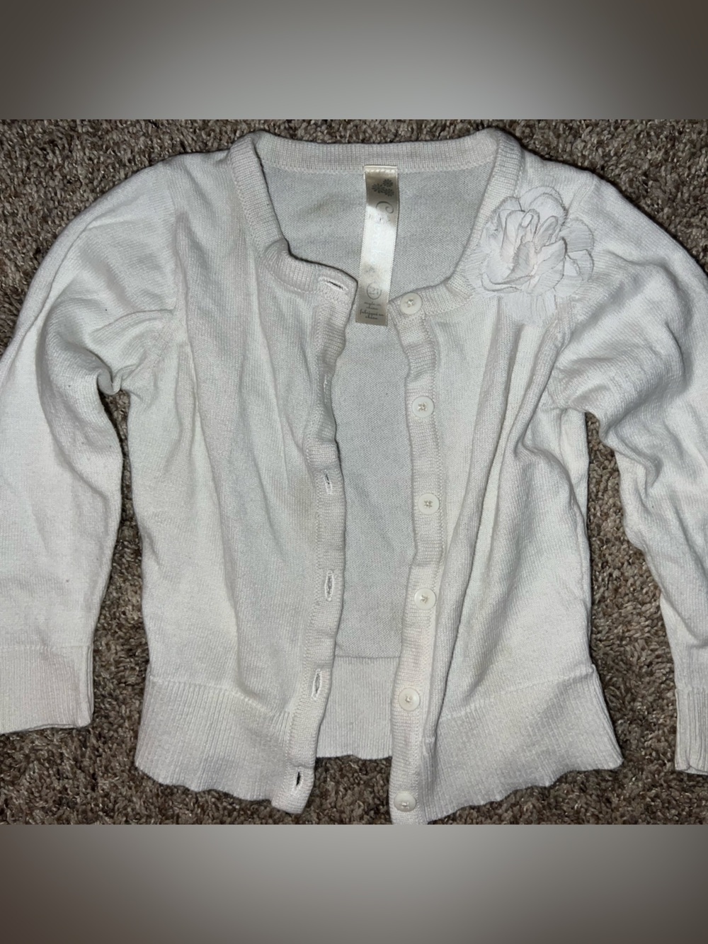 Vintage Carter's Cream Floral Applique Button-Up Cardigan Toddler Girls 2T